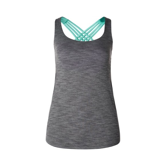 Lululemon Tops - Lululemon Wild Tank Top Built in Cross Strap Bra Draped Back Gray Green Womens 6